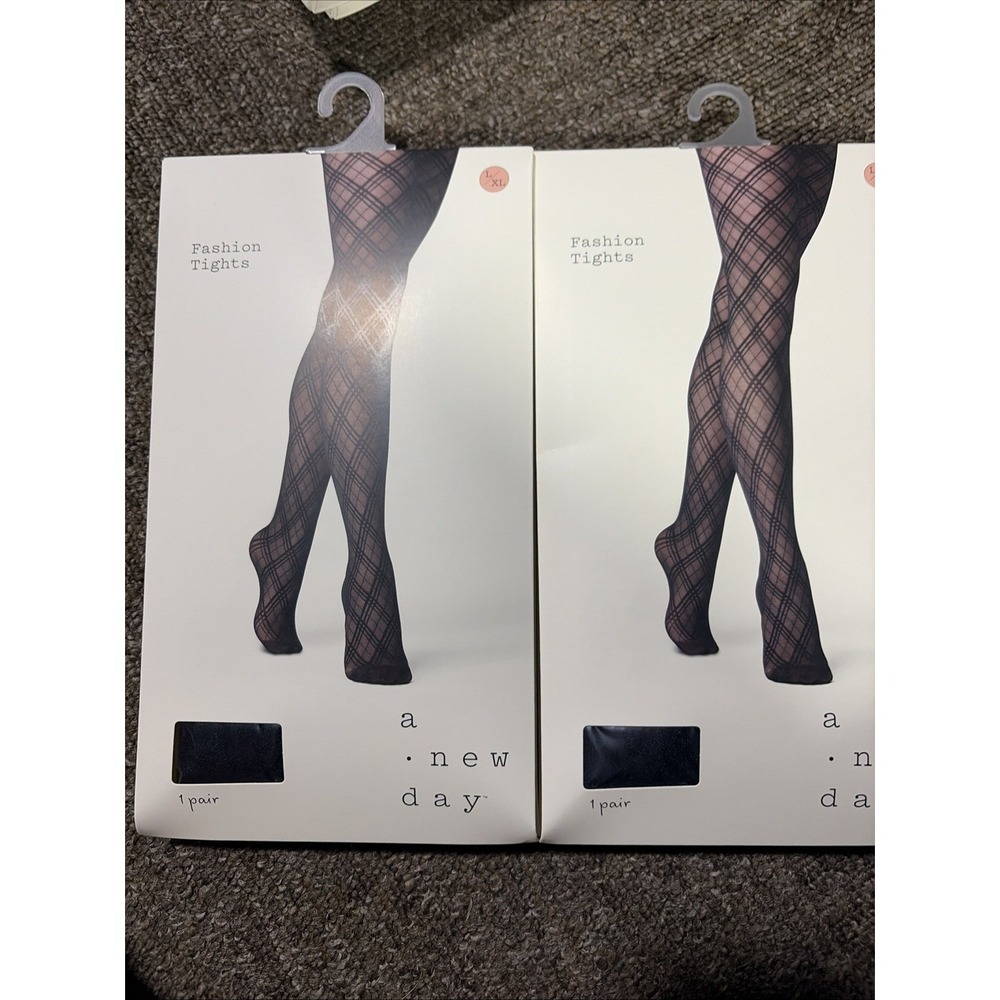 2 X women's size large X-large black Fashion tights stockings A New Day